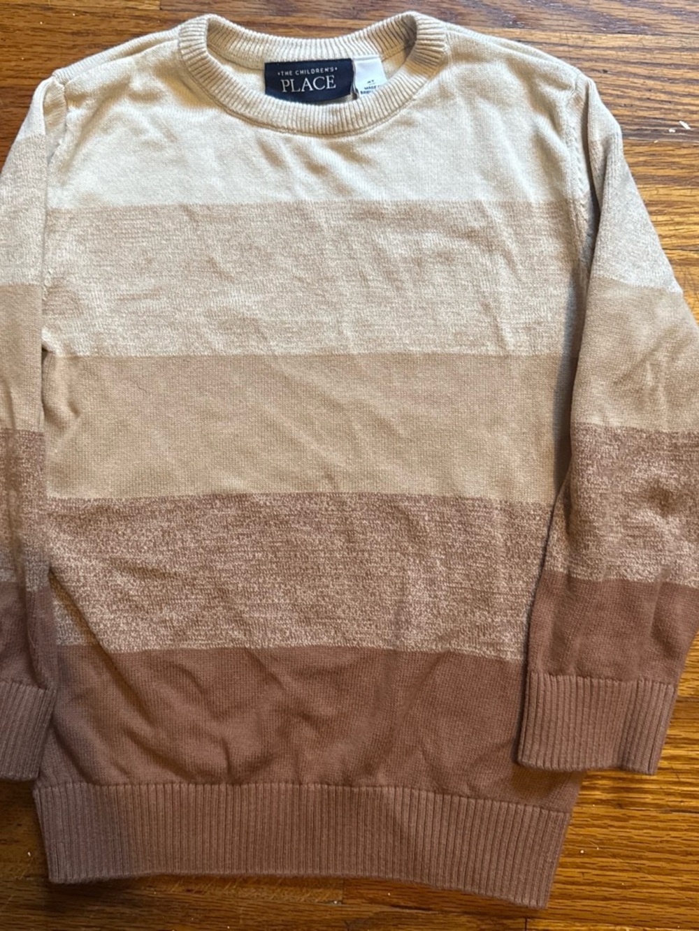 The Children's Place Striped Crewneck Sweater in Beige and Brown